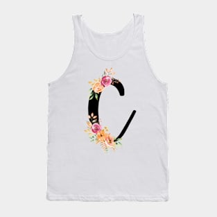 Letter C With Autumn Floral Wreath Tank Top